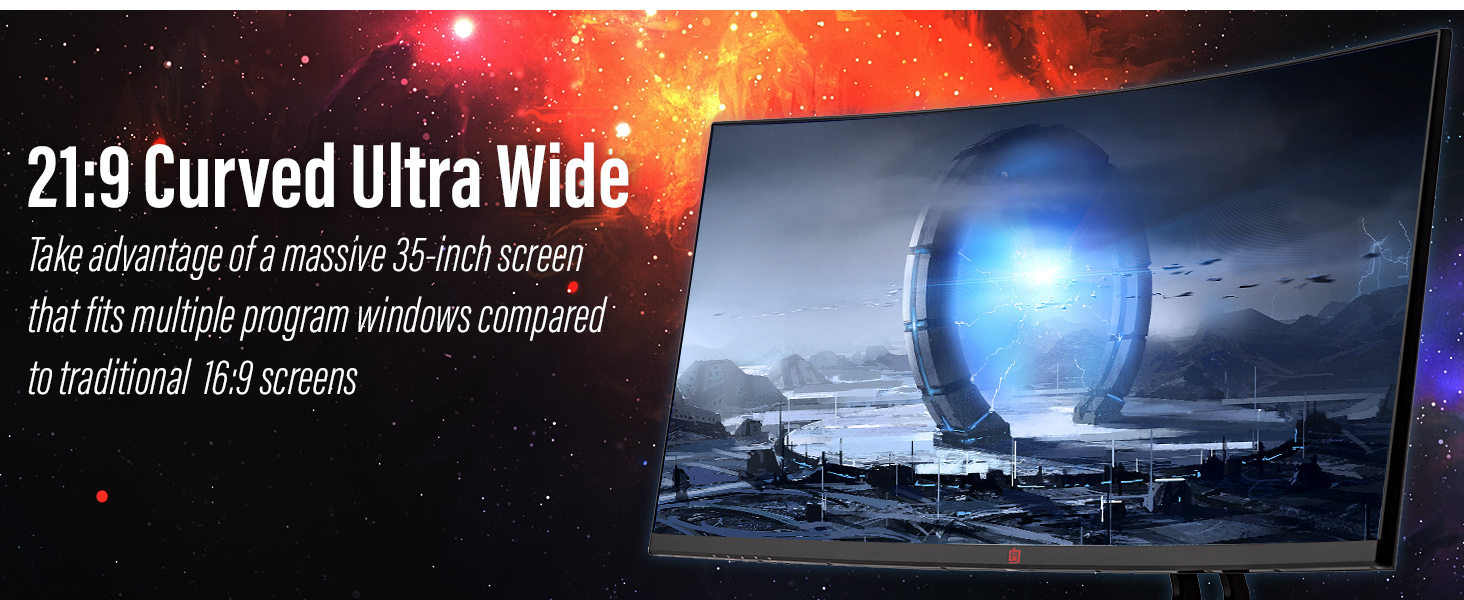 Deco Gear 35 Curved Gaming Ultrawide Monitor, 3440x1440, 120 Hz