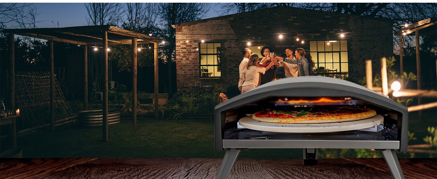 Deco Chef Outdoor GAS Pizza Oven, Portable Design, Self-Rotating Baking Stone, Stainless