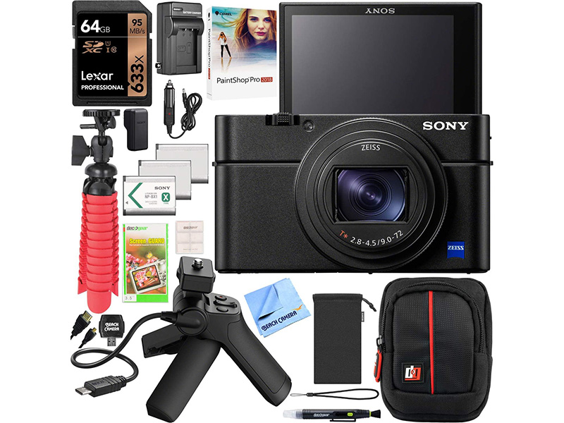 Sony Cyber-Shot RX100 VII RX100M7 Premium Compact Camera DSC-RX100M7  Vlogging Bundle with Shooting Grip Tripod VCT-SGR1, 64GB, 3x Battery + Deco  Gear ...