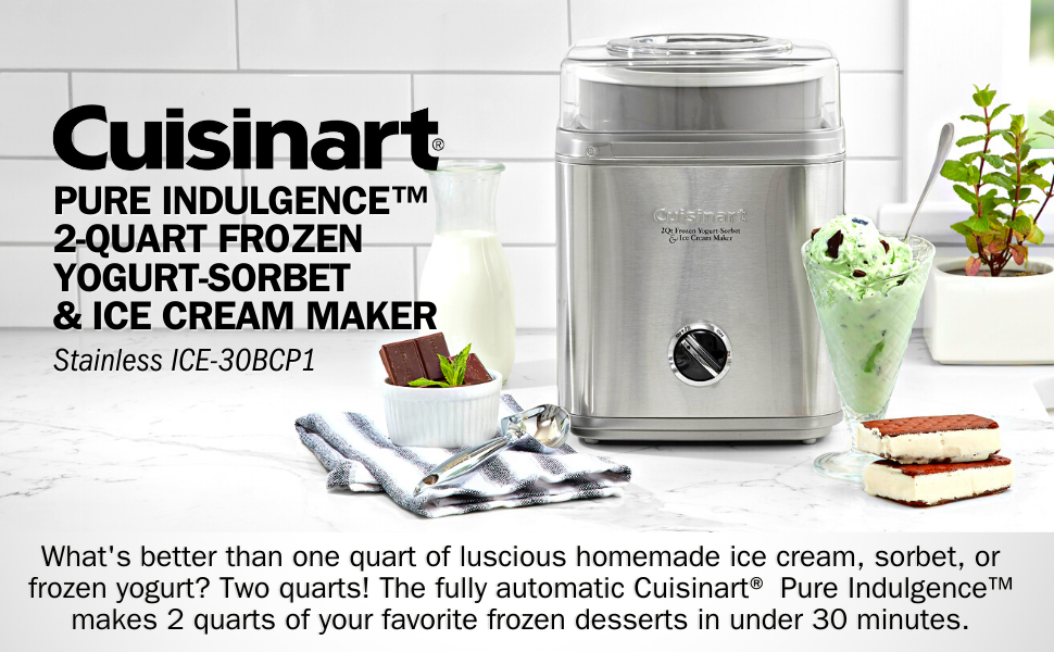 Cuisinart Pure hot Indulgence 2 qt Ice Cream Sorbet Frozen Yogurt Maker