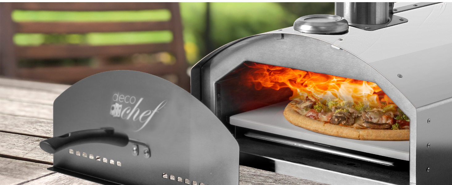 Deco Chef Portable Outdoor Pizza Oven with 2-in-1 Pizza and Grill Oven Functionality