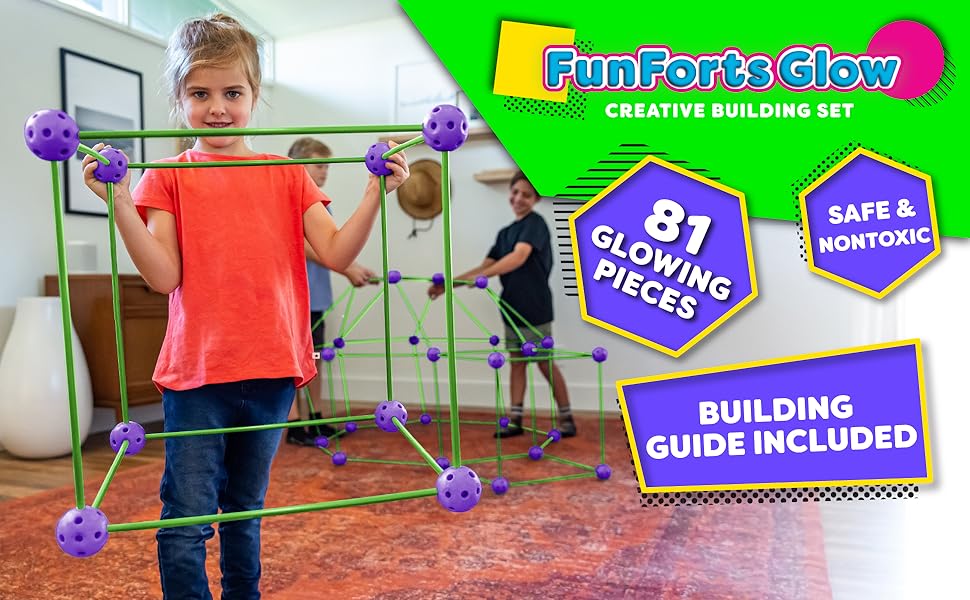 200 PCS Fort Building Kit Glow in The Dark Creative Forts