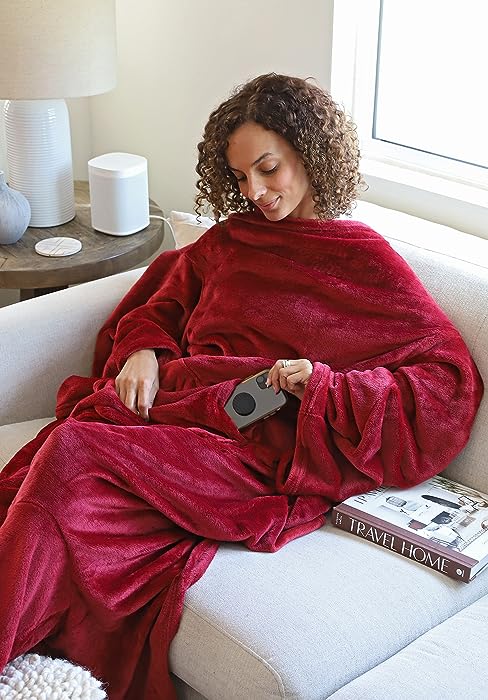 Catalonia Wearable Blanket with Sleeves and Pocket, Cozy Soft Fleece Mink  Micro Plush Wrap Throws Blanket Robe for Women and Men, Gift for Her