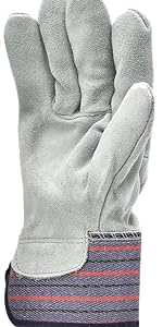 G & F 5025 Extra Long Cuff (4 1/2 inch) Leather Palm Work Gloves, Large