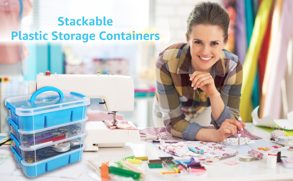 Stackable Storage Container With 2 Trays Gray Craft Storagecraft 