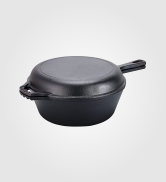 Bruntmor | Cast Iron Pre-Seasoned Potjie African Pot 6 Quarts With Wooden