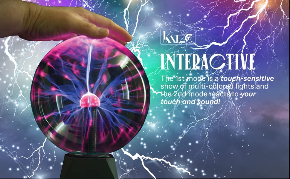 Katzco Modern 8 Inch Plasma Ball Globe - Nebula Thunder Lightning 