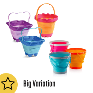 JOYIN 4 Collapsible Buckets & Basket for Kid, 2L Foldable Round