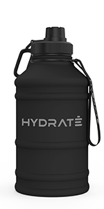 Hydrate 74oz Jug Half Gallon Water Bottle, XL, Black