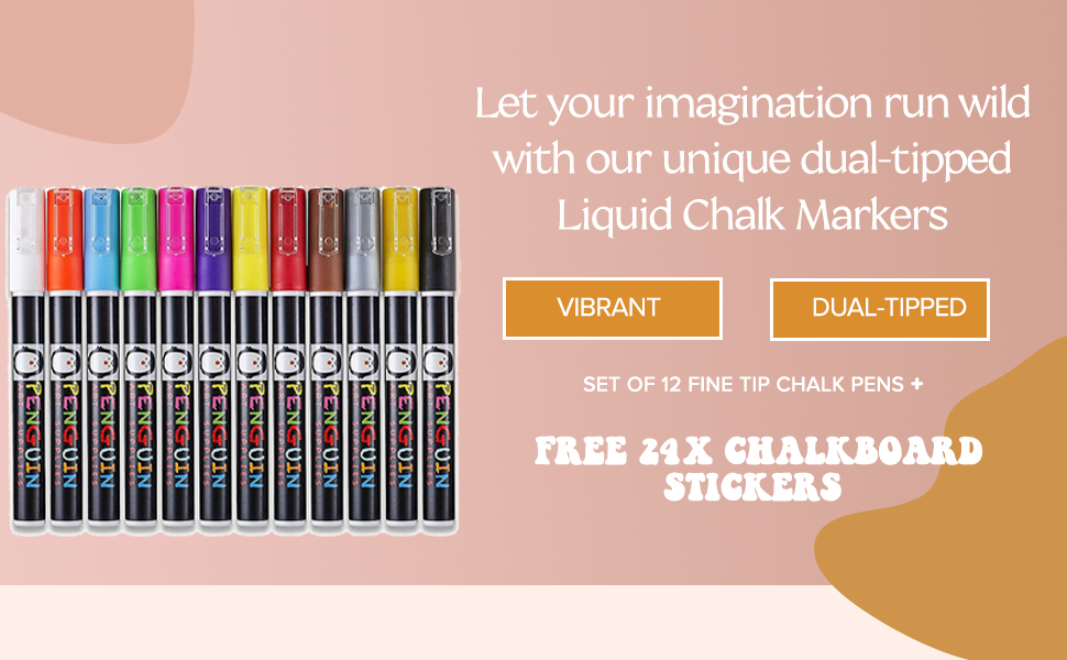 PENGUIN ART SUPPLIES Liquid Chalk Markers Set of 12 Metallic Colors - 3mm Fine  Tip, 1 Count (Pack of 1) - Fry's Food Stores