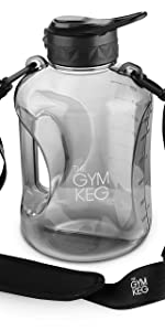 THE GYM KEG Gym Water Bottle 74oz | Half Gallon | Carry Handle | Big Water  Jug for Sport | Large Reu…See more THE GYM KEG Gym Water Bottle 74oz | Half