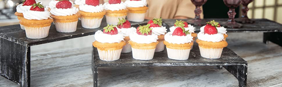 Hallops Wooden Cupcake Stand - 3 Tier Retail Display Table for