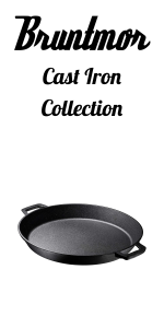 Bruntmor Pre-Seasoned Cast Iron Wok Black 14-Inch W Large Loop Handles