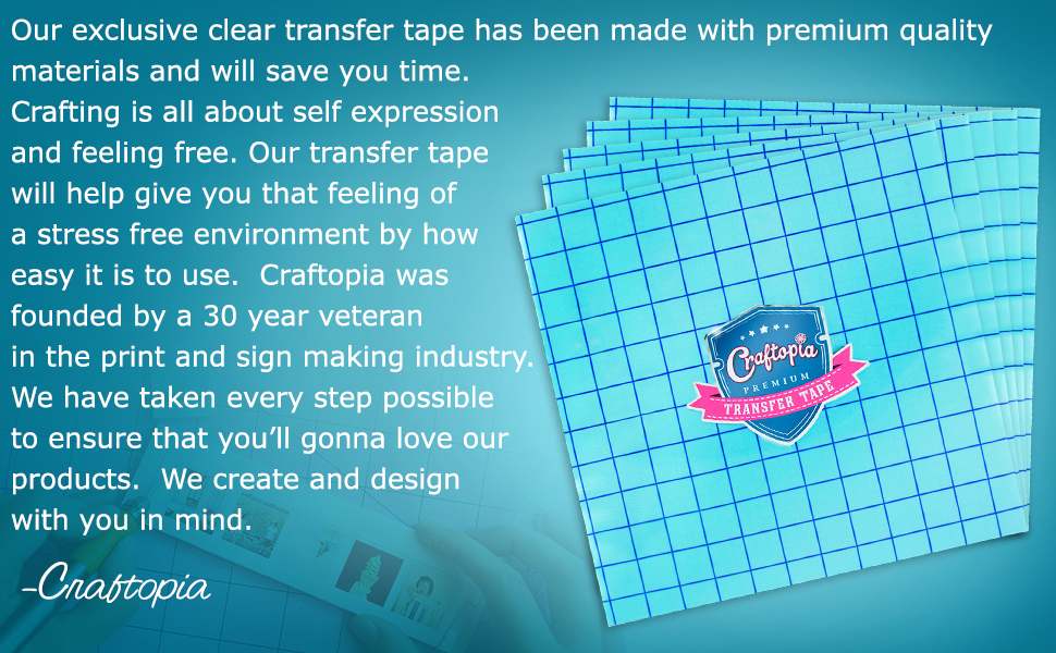Craftopia Transfer Tape for Permanent Vinyl, 12x12' Clear