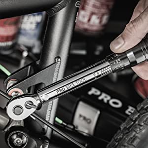 PRO BIKE TOOL 3/8 Inch Drive Click Torque Wrench Set - Bicycle Maintenance  for 10 to 15 Nm - Includes 1/2 & 1/4 Adapters, Extension Bar & Storage