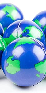 BBTO 24 Pack World Stress Balls Mini Globe Ball Earth Stress Relief Balls 3  Inch Stress Balls for Adults Teens Finger Exercise, Globe Pattern