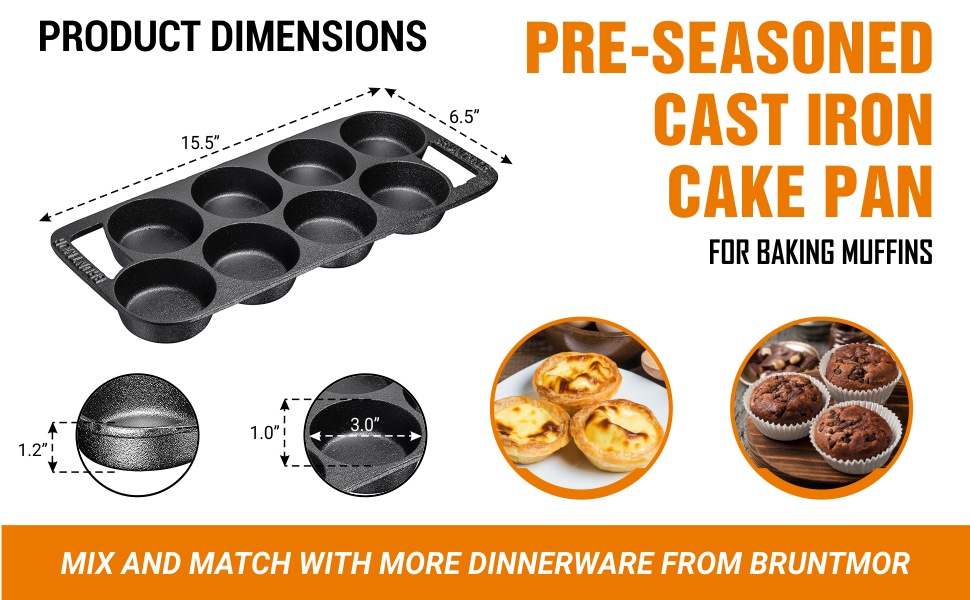 Bruntmor 11 Cup Muffin Pan - Premium Cast Iron Non-Stick Baking Tool, 9 H 5  L 2 W - Fry's Food Stores