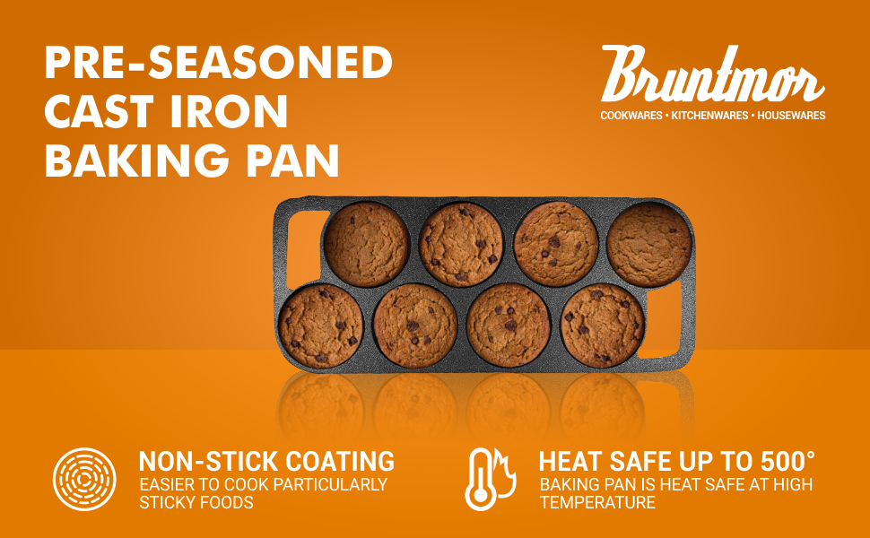 Biscuit Pan - Pre-Seasoned Cast Iron Skillet for Baking Biscuits, Muff –