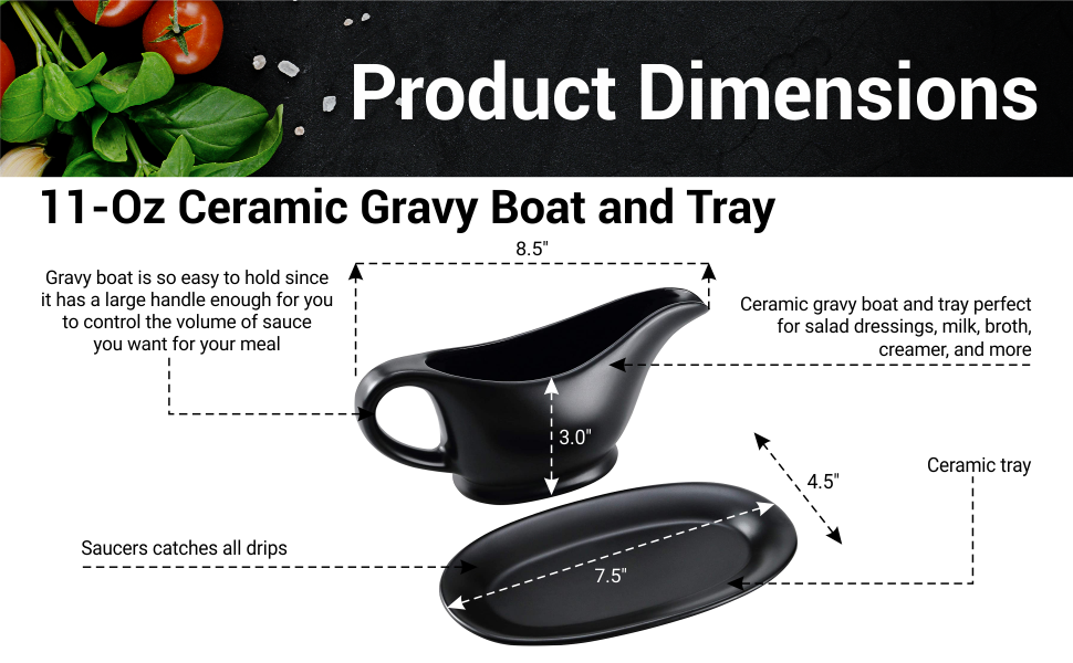 Bruntmor 11 Oz White Ceramic Gravy Boat With Tray, Serving Dish, Dispenser,  11 Ounce - Fry's Food Stores