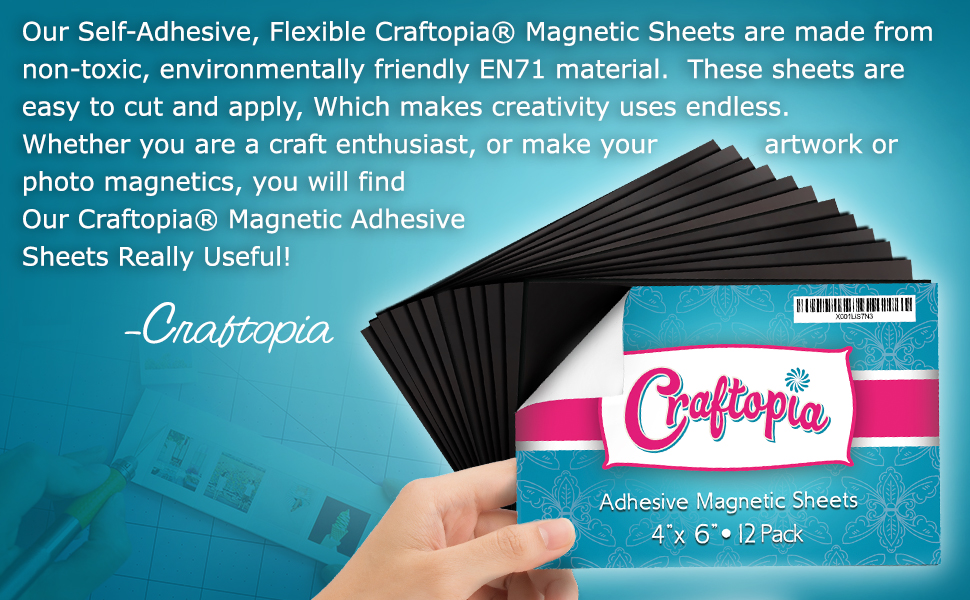 Craftopia Magnetic Adhesive Sheets 8 x 10 Pack of 10 Make Anything A Magnet Flexible Peel and Stick Self Adhesive for Crafts