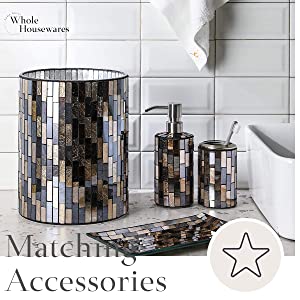 5 Pcs Bright-colored Mosaic Glass Bathroom Accessory Set Blue