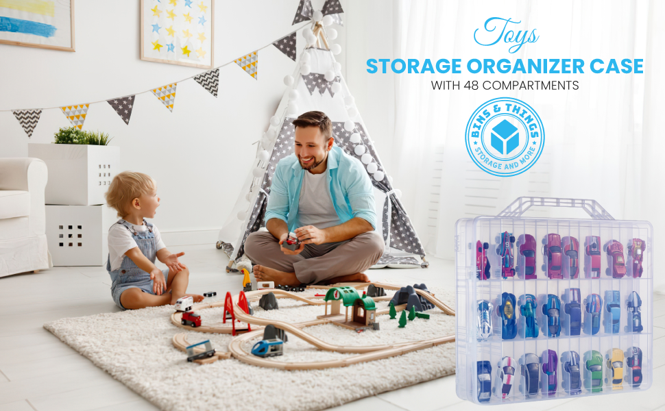  Bins & Things Toys Organizer Storage Case with 48 Compartments  Compatible with LOL Surprise Dolls, Organiser for Toys, LPS Figures,  Shopkins and Calico Critters for Kids : Toys & Games