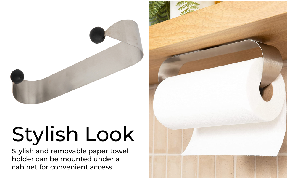 Wood Grip Contemporary Under Cabinet Paper Towel Holder Satin