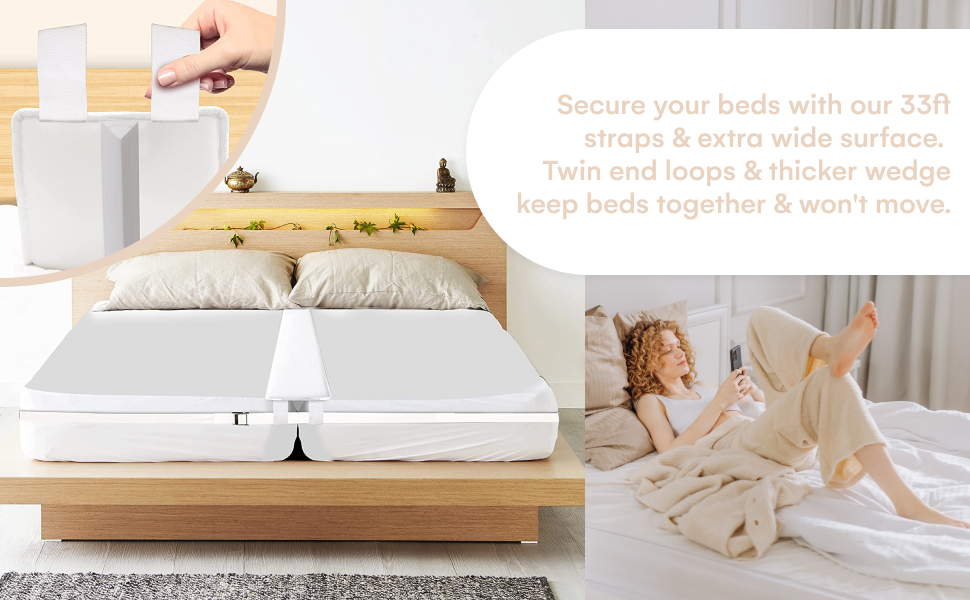 Bed Bridge Twin to King Converter Kit Thicken Memory Bed Gap  Filler Adjustable Bed Bridge Mattress Connector with Strap for Bed, Storage  Bag Included, for Guests Stayovers - White : Home