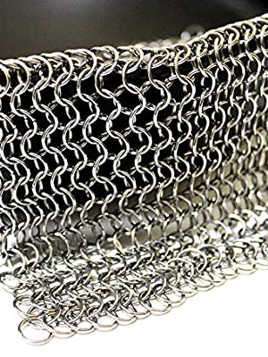 Bruntmor 18/10, 8 x 8 304 Stainless Steel Chainmail Scrubber, for Cast  Iron Pans and Pots and More Cookware