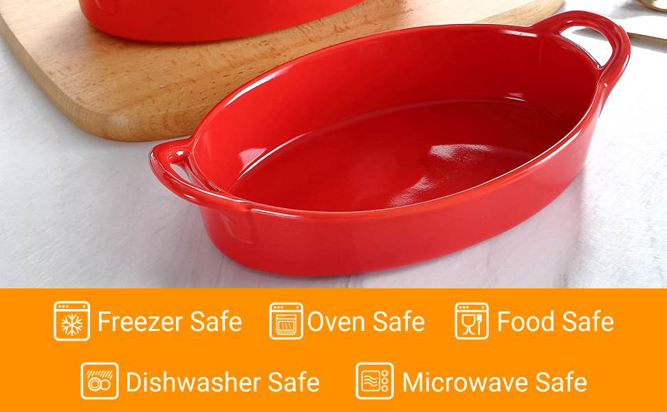 Oval Au Gratin Baking Dishes for Oven Safe and Microwave Cooking and B -  Jolinne