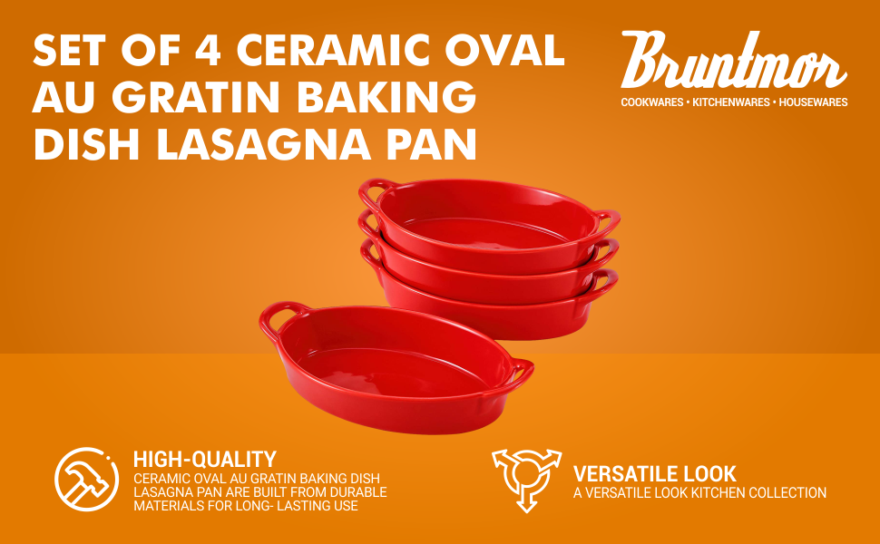 Oval Au Gratin Baking Dishes for Oven Safe and Microwave Cooking and B -  Jolinne