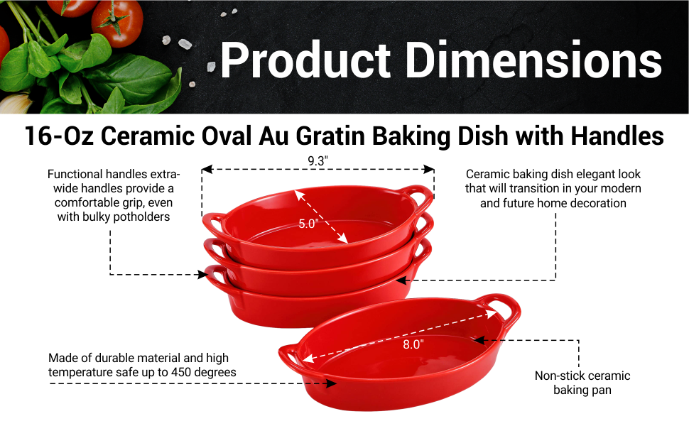 Oval Au Gratin Baking Dishes for Oven Safe and Microwave Cooking and B -  Jolinne