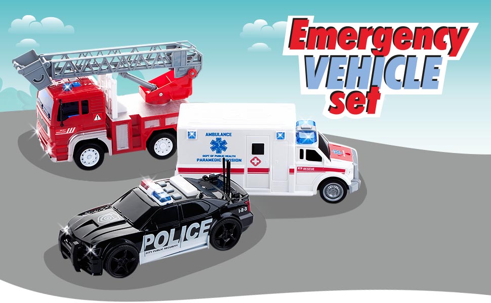 17 Fire Truck Ambulance Police store Sheriff play cars