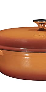  Enameled Cast Iron Casserole Braiser Pan with lid, 5-Quart  Spacious —Premium Enamel Cast Iron Pot Seafood Shallow Dutch Oven Cooking,  NEW in Stock, Orange-Sunset Color: Home & Kitchen