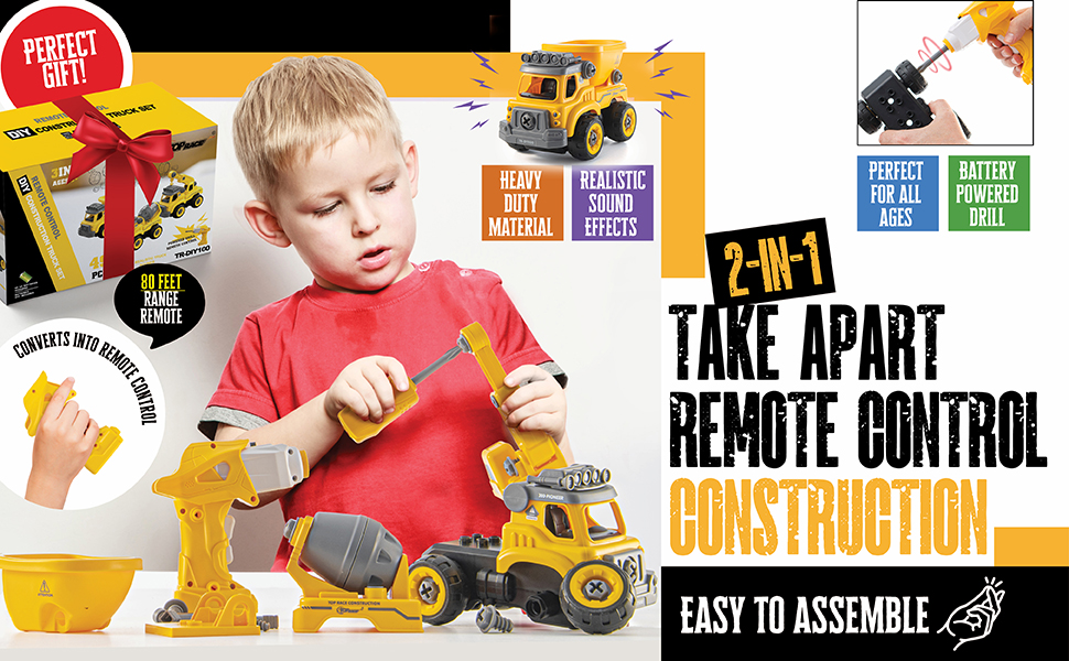 Top Race Take Apart Truck with Battery Powered Drill – Heavy Duty