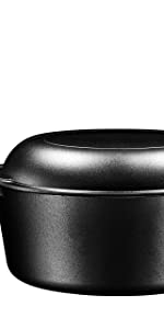 Paderno® A1742B Black 0.27 Qt. Mini Cast Iron Dutch Oven with Lid