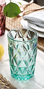 MDLUU Colored Glassware, Multicolor Drinking Glasses, Embossed Water  Glasses, Colored Tumblers Glass…See more MDLUU Colored Glassware,  Multicolor