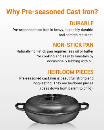 Bruntmor | Heavy Duty Pre-Seasoned Cast Iron Casserole Braiser - Pan with Cover, Size: 3.8 qt, Black