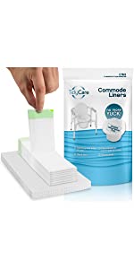 TidyCare Commode Liners and Absorbent Pads for Bedside Toilet Chair Bucket  | Universal Fit