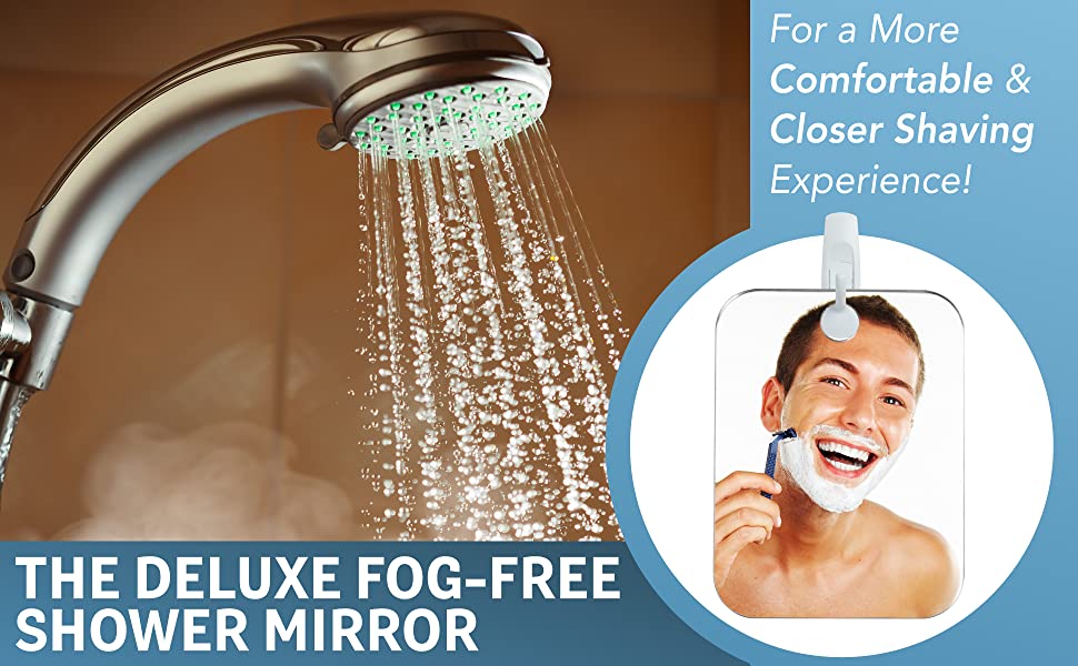 SDlumeiy Fogless Shower Mirror Includes 1 Adhesive Hooks 1Shaver Hook  Frameless Shower Mirror Anti-Fog Shower