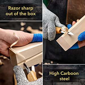 BeaverCraft Wood Carving Knife Kit for Beginners S55 Chip Carving