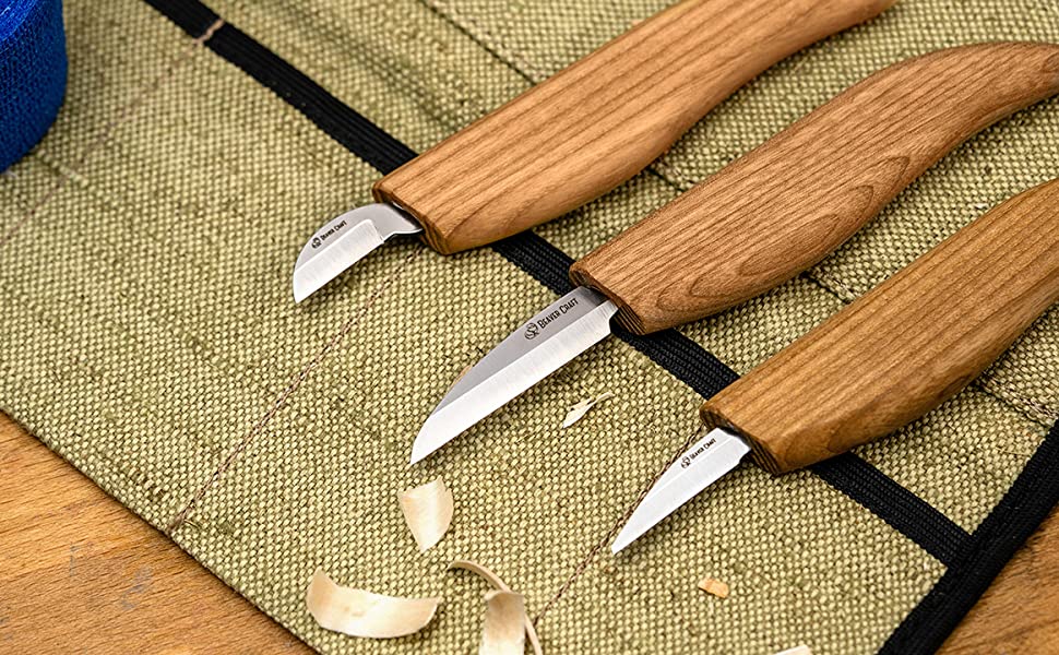 BeaverCraft Wood Carving Knife Kit for Beginners S55 Chip Carving Knives  Wood