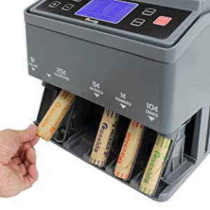 Cassida C300 Professional USD Coin Counter, Sorter and Wrapper/Roller, 300  coins/min, with Quickload and Printing-Compatible,Gray
