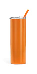 MakerFlo 20 oz, 25 Pack Powder Coated Tumbler, Stainless Steel Insulated Tumbler, Orange