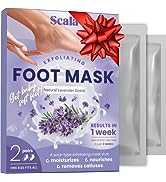 Scala Foot Peel Mask Treatment (2 Pack) Dead Skin Remover for Feet, Dry Cracked Feet, Exfoliator Gel Fixes Cracked Heels, Peeling Reveals Baby Soft