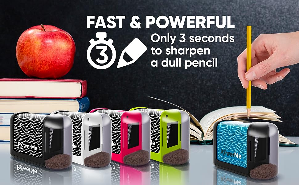 Powerme Electric Pencil Sharpener - Battery Powered For Colored