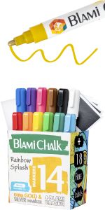 Blami Arts White Sidewalk Chalk Markers 4 Pack - Reversible Fine and Jumbo  Tips 16mm - 10mm - 6mm - 3mm - Chalkboard Pens for Bistro Glass Windows -  Eraser Sponge Included 