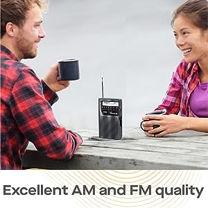 Vondior VONDIOR - Radio de bolsillo portátil con pilas AM/FM, la mejor  recepción y la más duradera. Reproductor de radios de transistor compacto  AM FM
