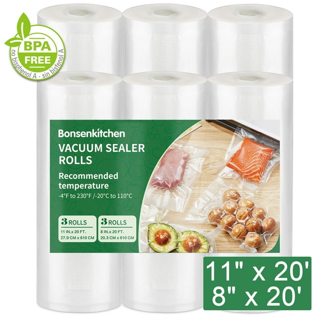 Vacuum Sealer Bags for Food 6 x 10x 100, Bonsenkitchen Pre-Cut
